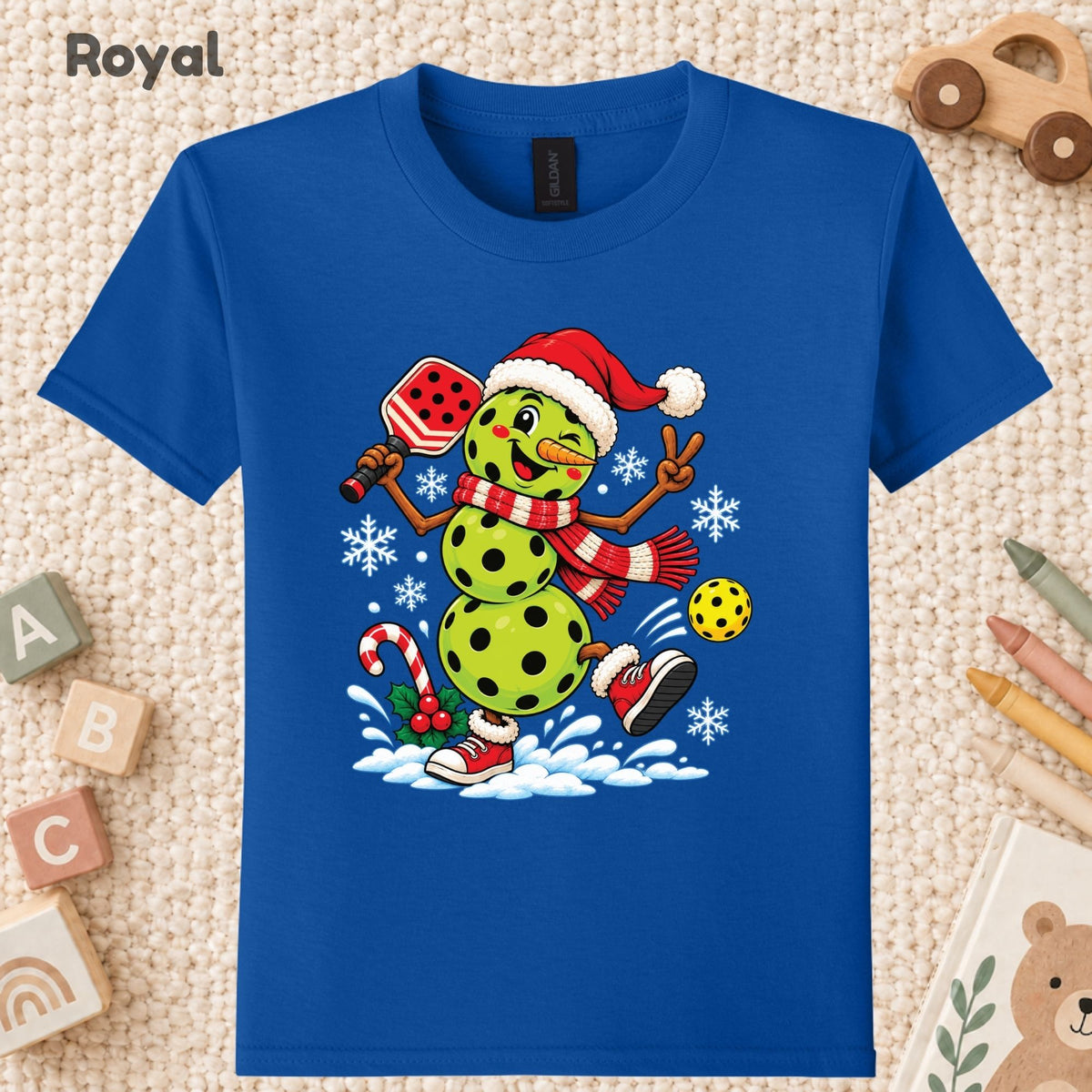 Pickleball Snowman Christmas T-Shirt, Santa Hat and Paddle Graphic Tee, Funny Holiday Sports Shirt