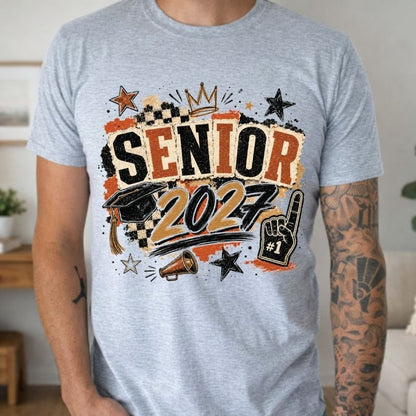 Senior 2027 DTF Gang Sheet Checkered Basketball DTF Transfer Ready to Press Bow Baseball Class of 2027 Senior Mom Heat Transfer Shirt