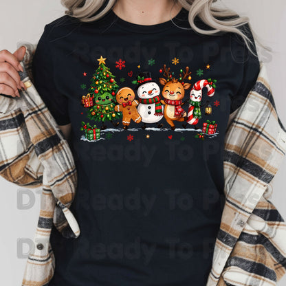 Christmas Friends Squad DTF Transfers, Holiday Reindeer Snowman Christmas Tree Cute Ready to Press