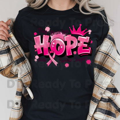 Breast Cancer Hope DTF Transfers, Pink Ribbon Survivor Awareness Support Ready to Press