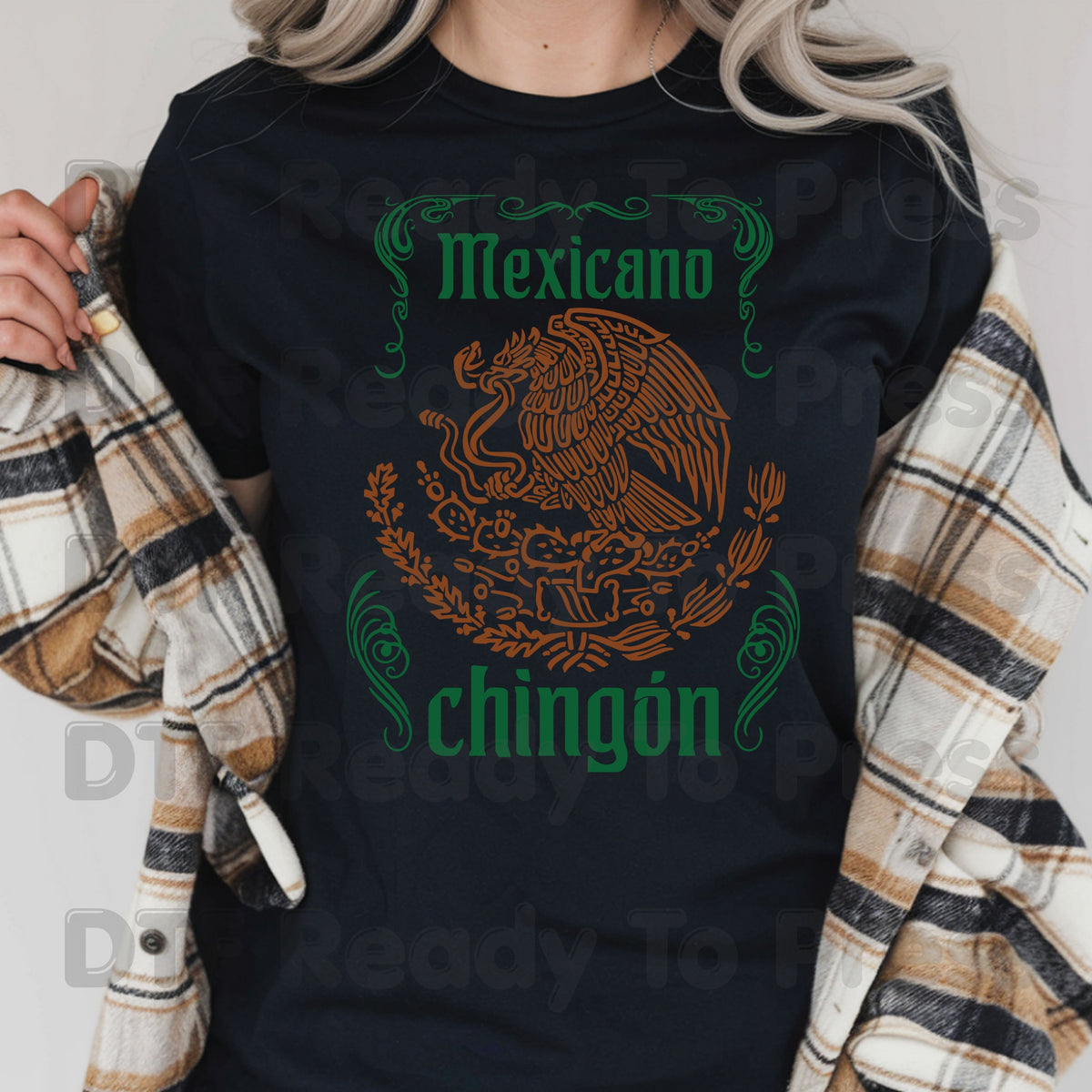 Mexicano Chingon DTF Transfers, Mexican Eagle Coat of Arms Green Brown Ready to Press