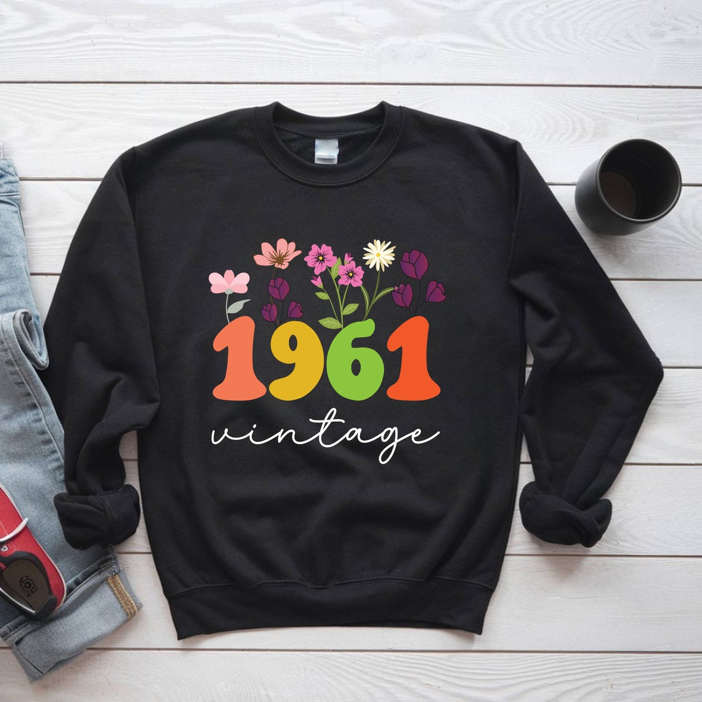 65th Birthday Shirt Women Made in 1961 T-Shirt 65 Years Loved Floral Birthday Gift
