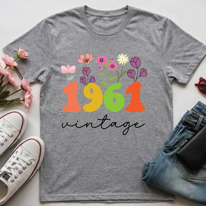 65th Birthday Shirt Women Made in 1961 T-Shirt 65 Years Loved Floral Birthday Gift
