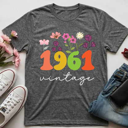 65th Birthday Shirt Women Made in 1961 T-Shirt 65 Years Loved Floral Birthday Gift