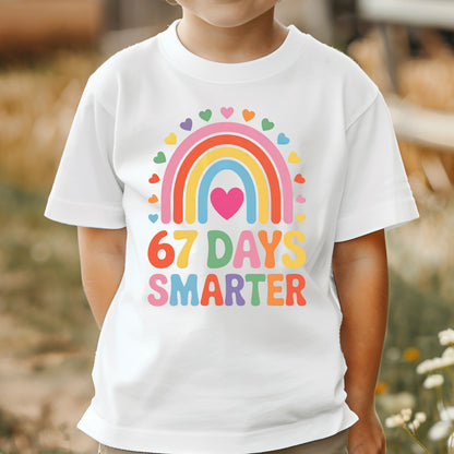 67 Days Smarter 100 Days of School DTF Transfer, Ready to Press Heat Transfer for Shirts, Fun 100 Days of School Design, UV Sticker