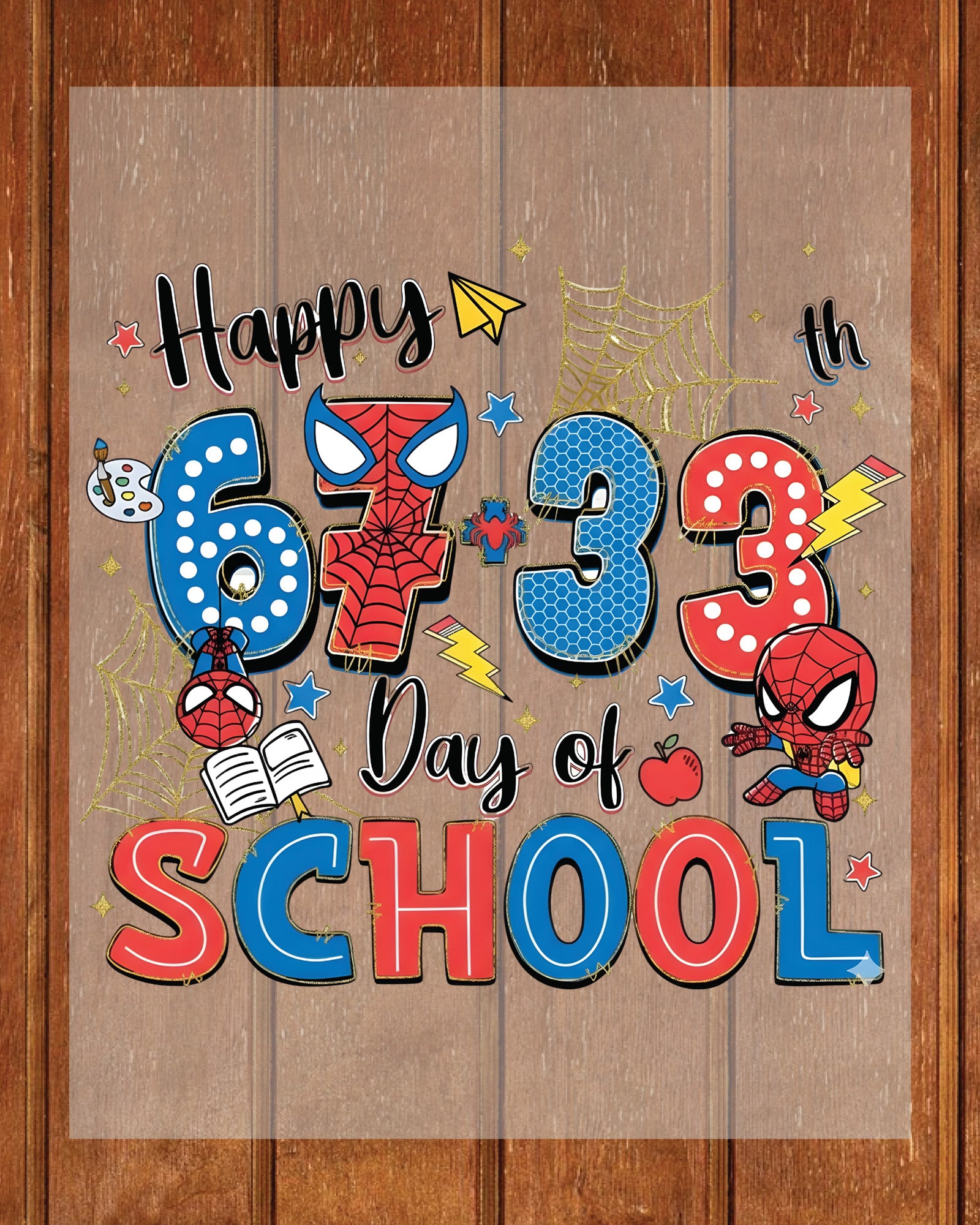 67 Meme School Cartoon DTF Transfer Ready to Press Happy 100 Days Heat Application UV Sticker Prints Funny Character DIY Student Shirt Decal