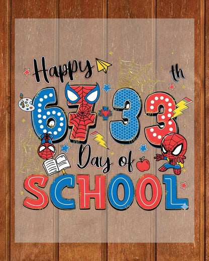 67 Meme School Cartoon DTF Transfer Ready to Press Happy 100 Days Heat Application UV Sticker Prints Funny Character DIY Student Shirt Decal