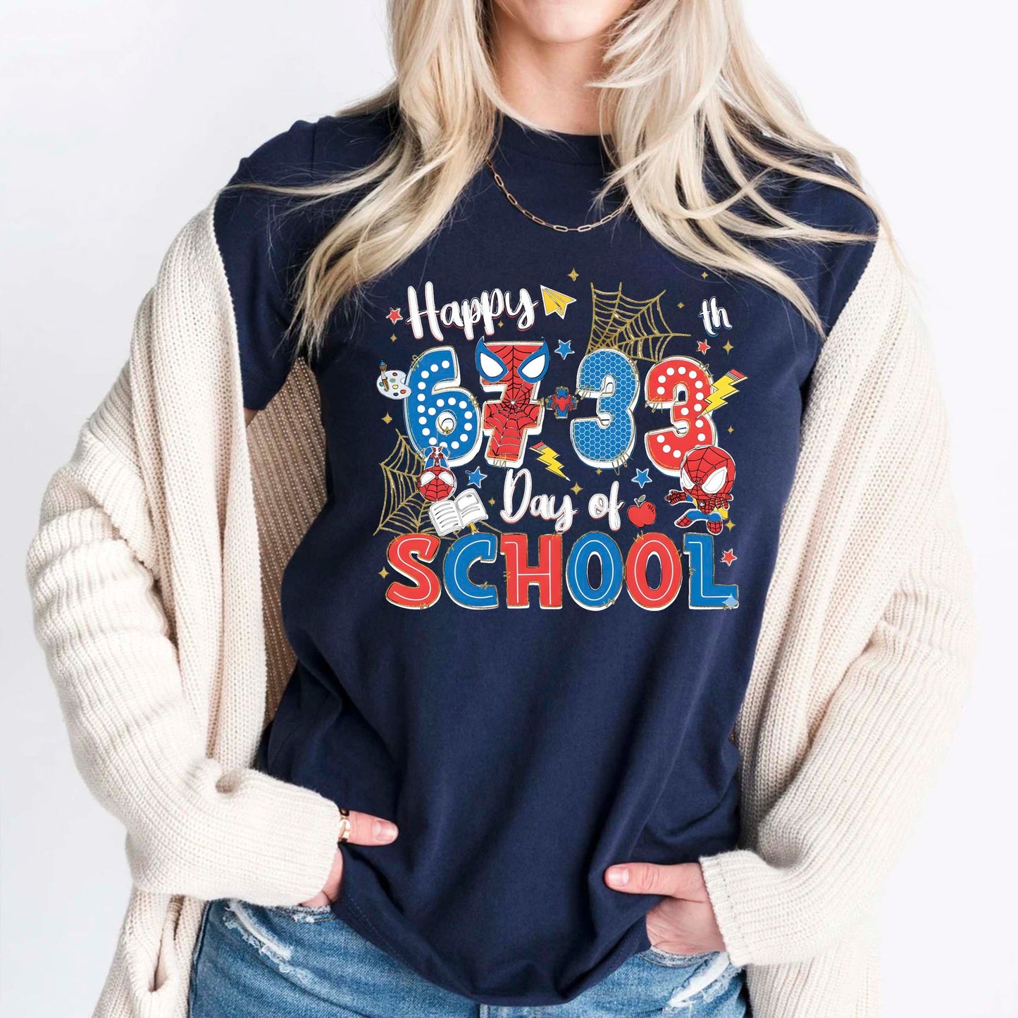 67 Meme School Cartoon T Shirt Cute Character Happy 100 Days of School Shirt for Kids Boys Girls Women Men Classroom Celebration Tee
