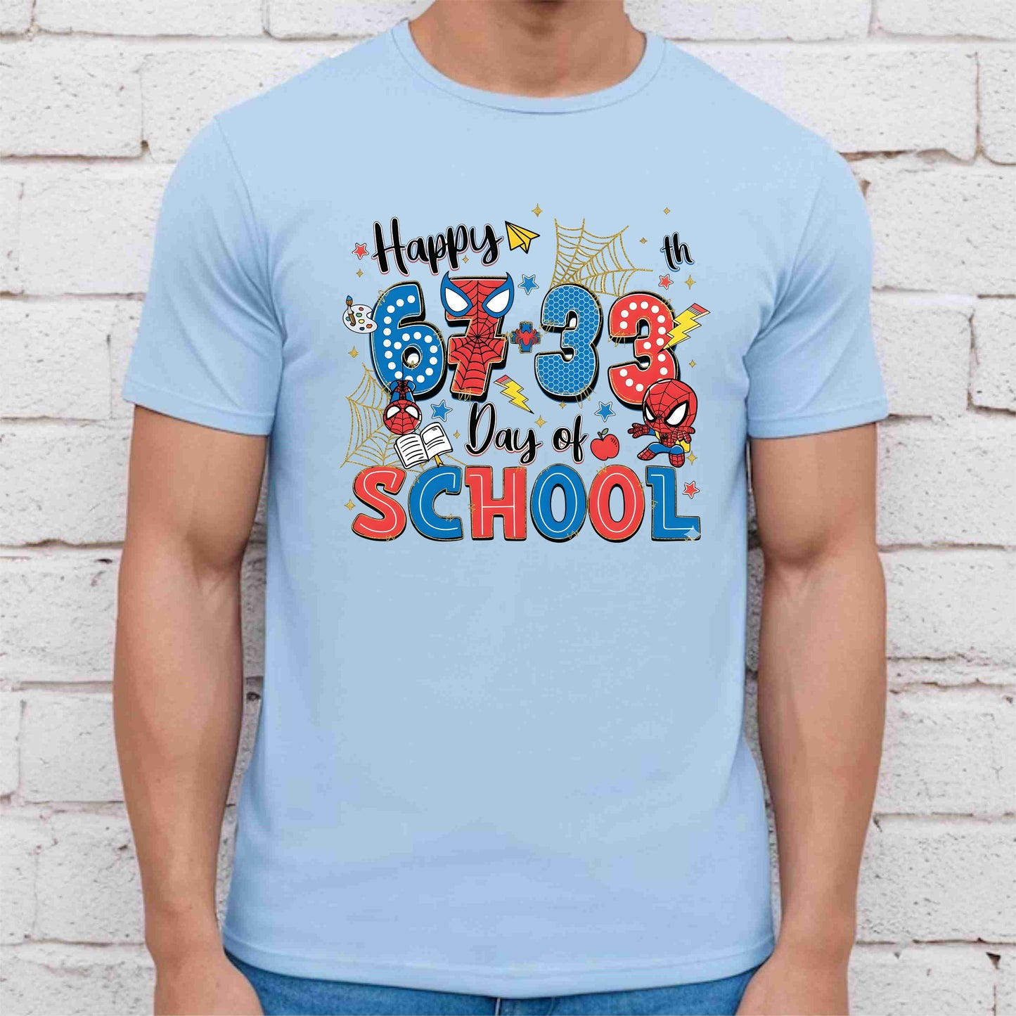67 Meme School Cartoon T Shirt Cute Character Happy 100 Days of School Shirt for Kids Boys Girls Women Men Classroom Celebration Tee