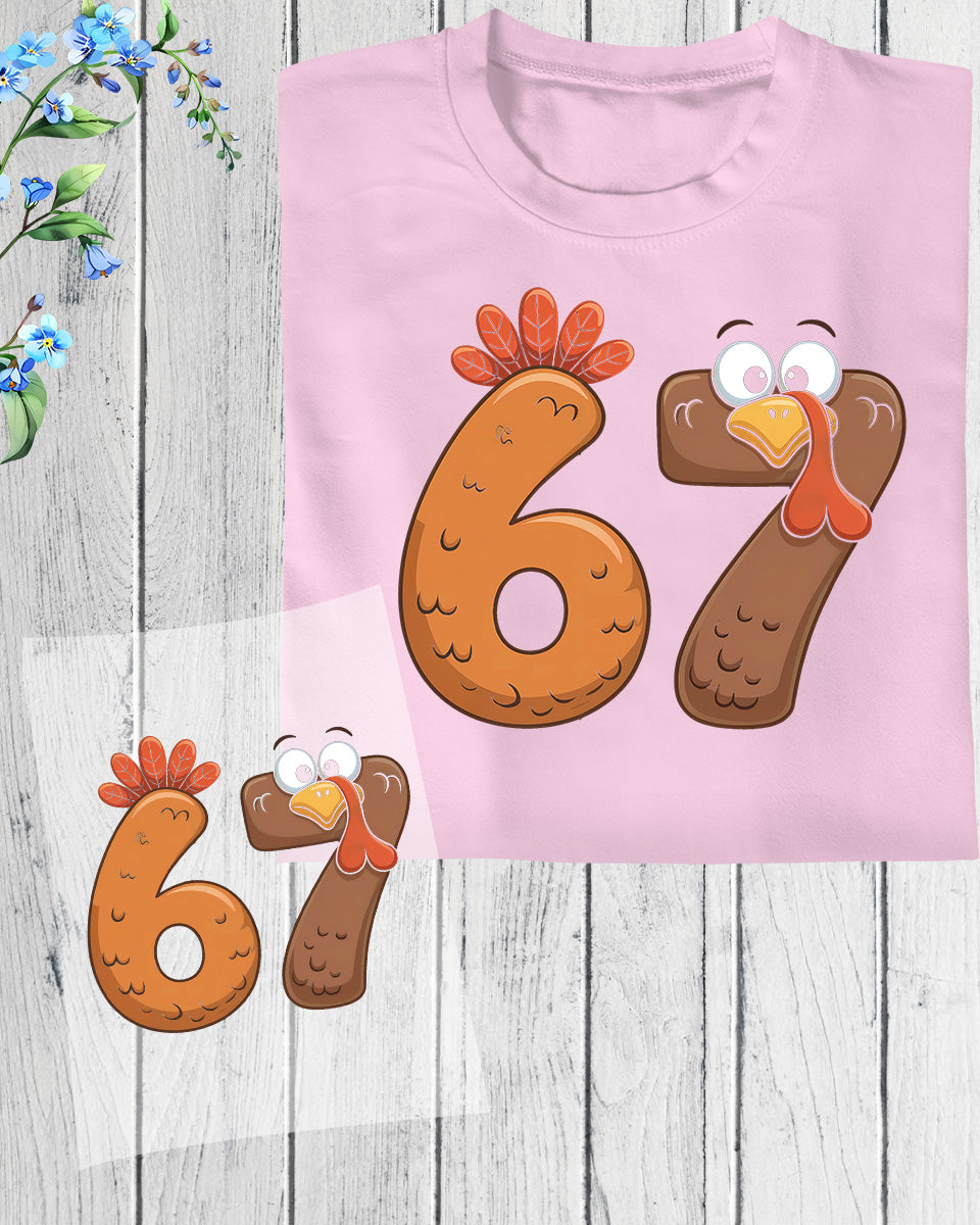 67 Thanksgiving Turkey DTF Transfer, Holiday Heat Press Design, Thanksgiving Shirt Print, UV DTF Sticker, Funny Fall Gift Idea