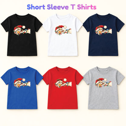 Funny Christmas Goose T-Shirt, Tangled Holiday Lights and Santa Hat Graphic Tee