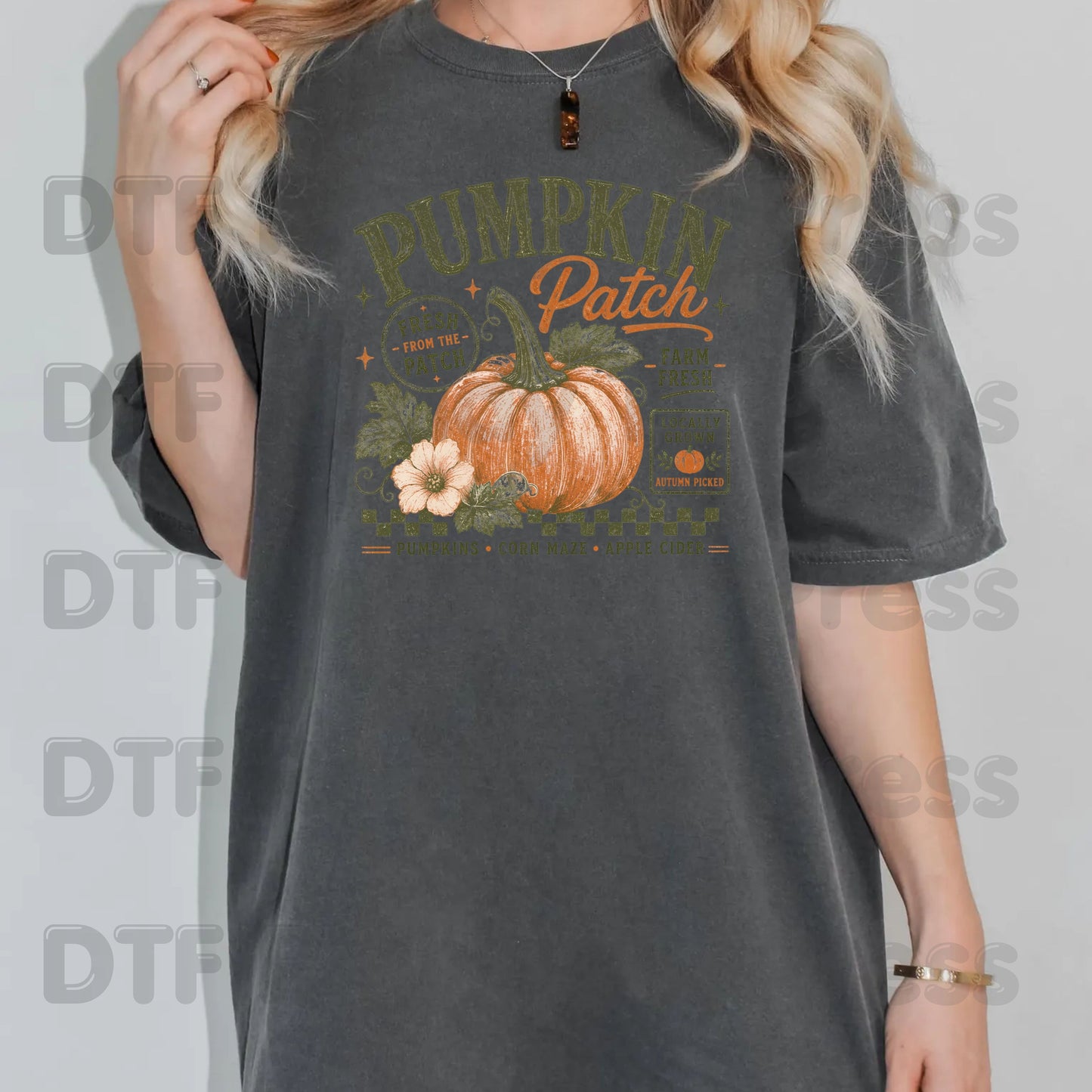 Halloween Pumpkin Patch DTF Transfer Ready to Press Farm Fresh Autumn Heat Transfer For Shirts Vintage Fall Pumpkin Graphic Print Locally Grown