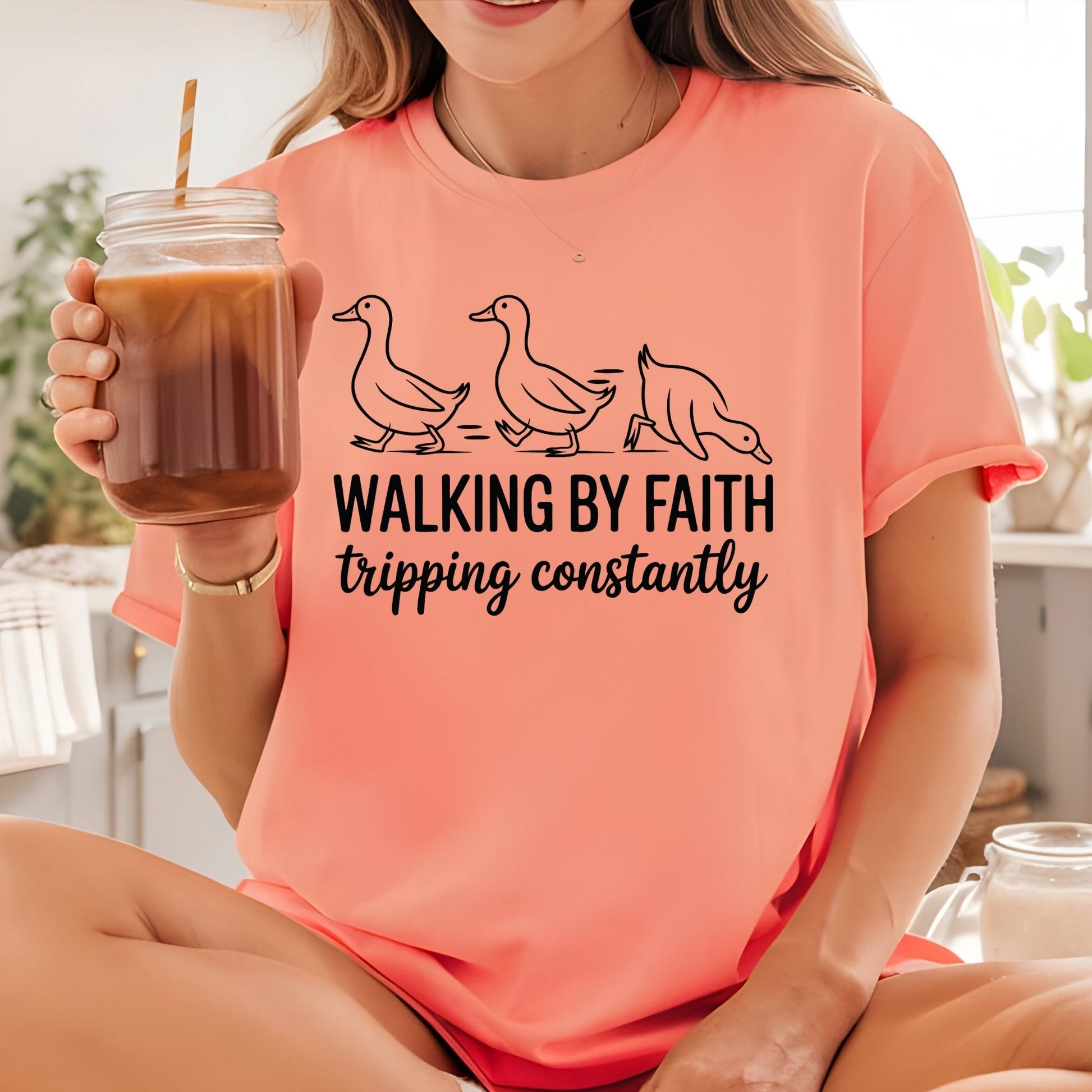 Walking by Faith Funny DTF Transfer Ready to Press Wildflower Bible Verse Heat Transfer for Shirts Bible Verse UV Sticker Prints