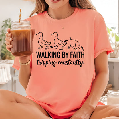 Walking by Faith Funny DTF Transfer Ready to Press Wildflower Bible Verse Heat Transfer for Shirts Bible Verse UV Sticker Prints