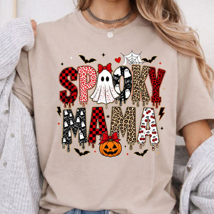 Halloween Mama Sweatshirt Spooky Mom T Shirts Fall Season Ghost Tees