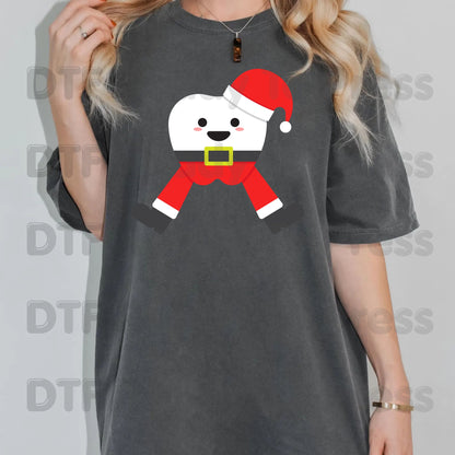 Cute Christmas Santa Claus DTF Transfers, Holiday Red Suit Hat Belt Festive Ready to Press