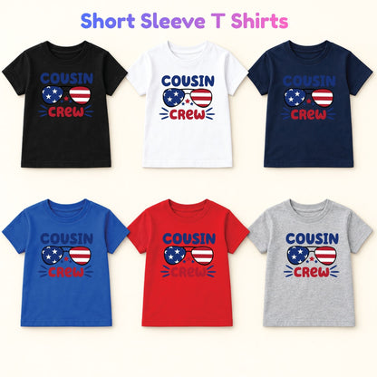 Cousin Crew T-Shirt, Patriotic USA Sunglasses Tee for Toddler and Kids