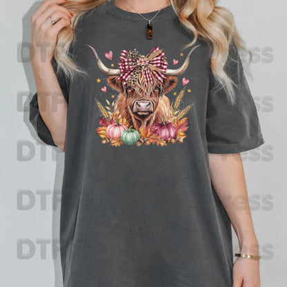 Fall Highland Cow DTF Transfer Ready to Press