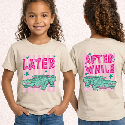 Later Gator Alligator Summer T Shirt After A While Crocodile Summer Vacation Tees Front Back Print Funny Graphic Beach Trip Shirts