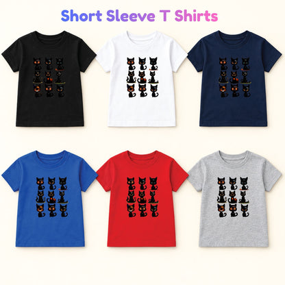 Black Cat Halloween T-Shirt, Cute Kitten Spooky Season Graphic Tee for Toddler and Kids