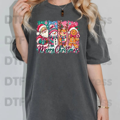 Christmas DTF Transfer, Santa Snowman Reindeer Gingerbread