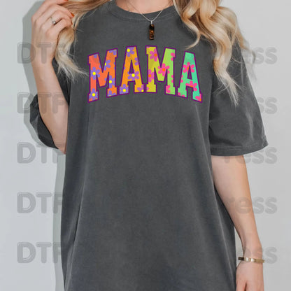 Mama DTF Transfers, Retro Floral Groovy Daisy Flower Colorful Mama Ready to Press