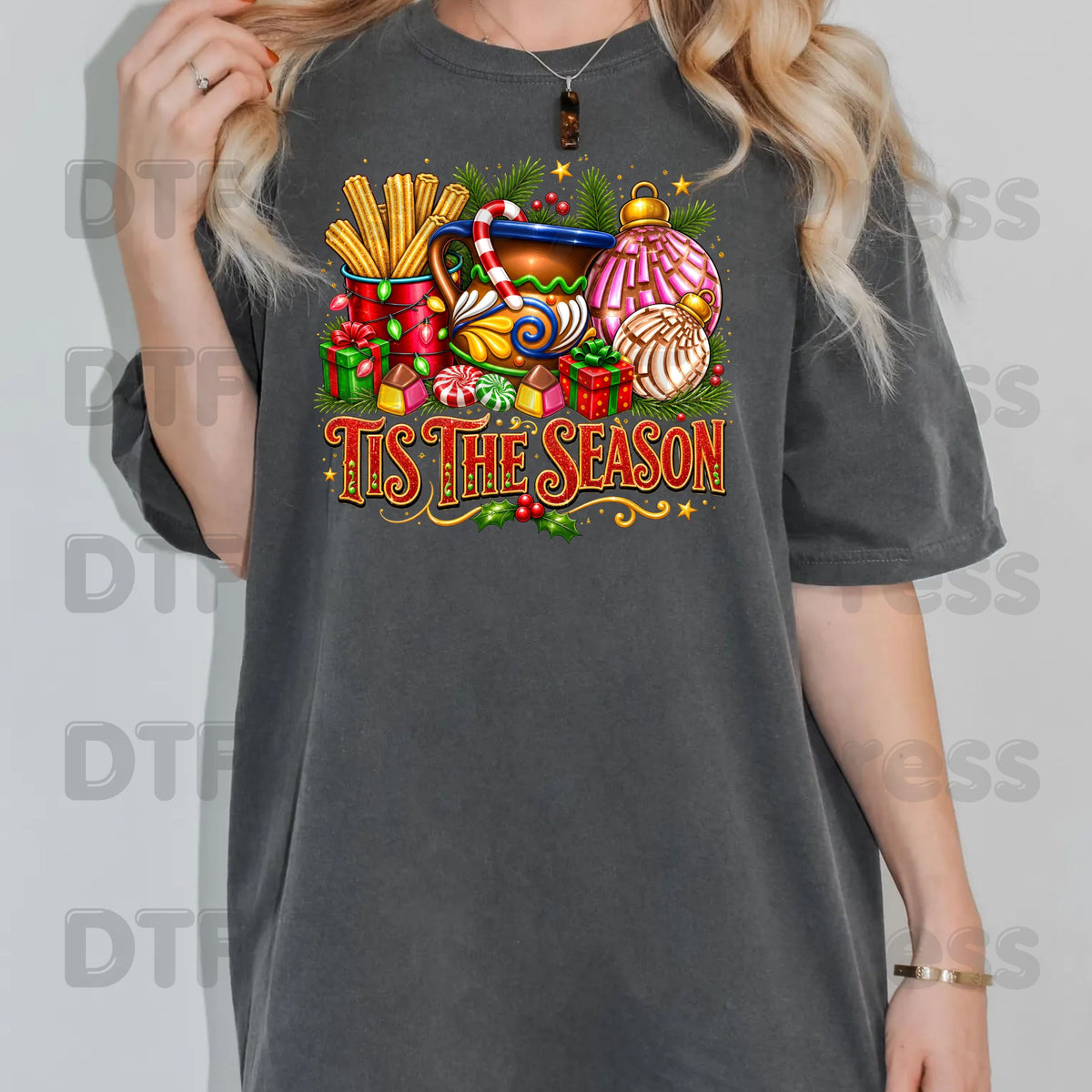 Tis the Season DTF Transfers, Mexican Christmas Churros Conchas Festive Holiday Ready to Press