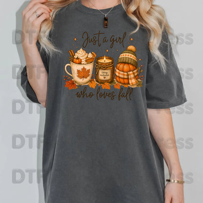 Just A Girl Who Loves Fall DTF Transfer Ready to Press