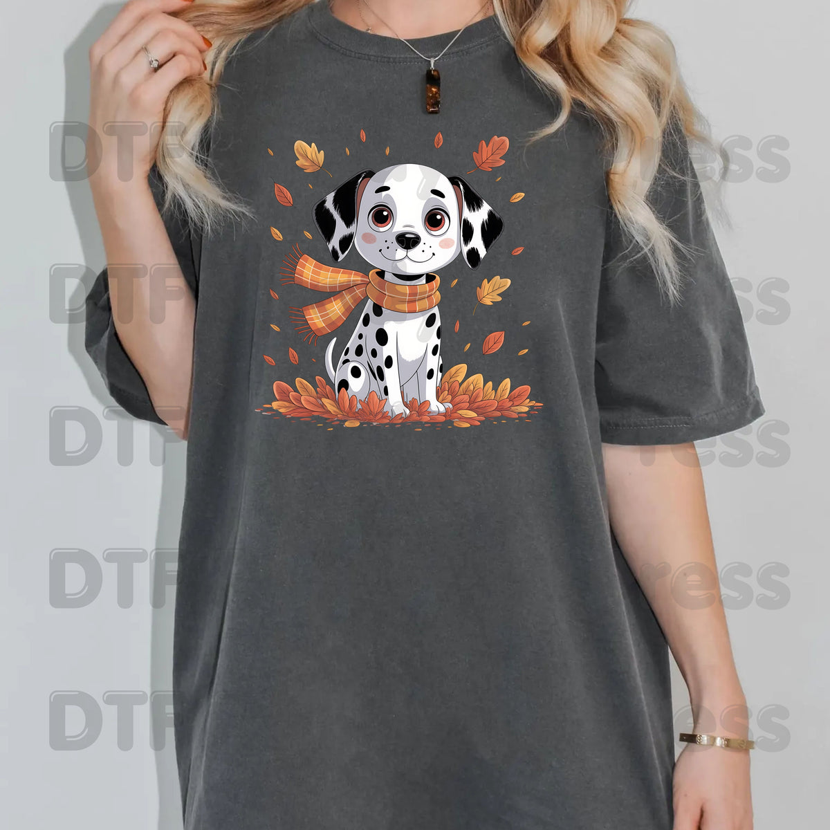 Fall Dalmatian DTF Transfer Ready to Press