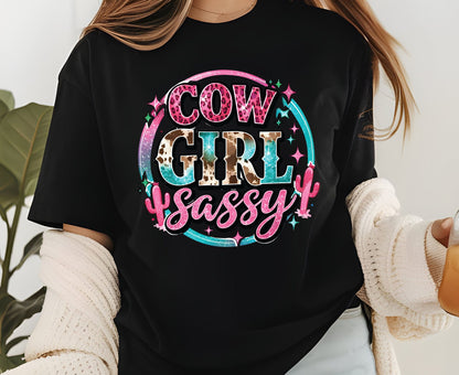 Sassy Cowgirl T Shirt Adult Youth Toddler Baby Pink Cheetah Leopard Print Western Graphic Tee Country Girl Aesthetic Retro Rodeo Cactus Gift