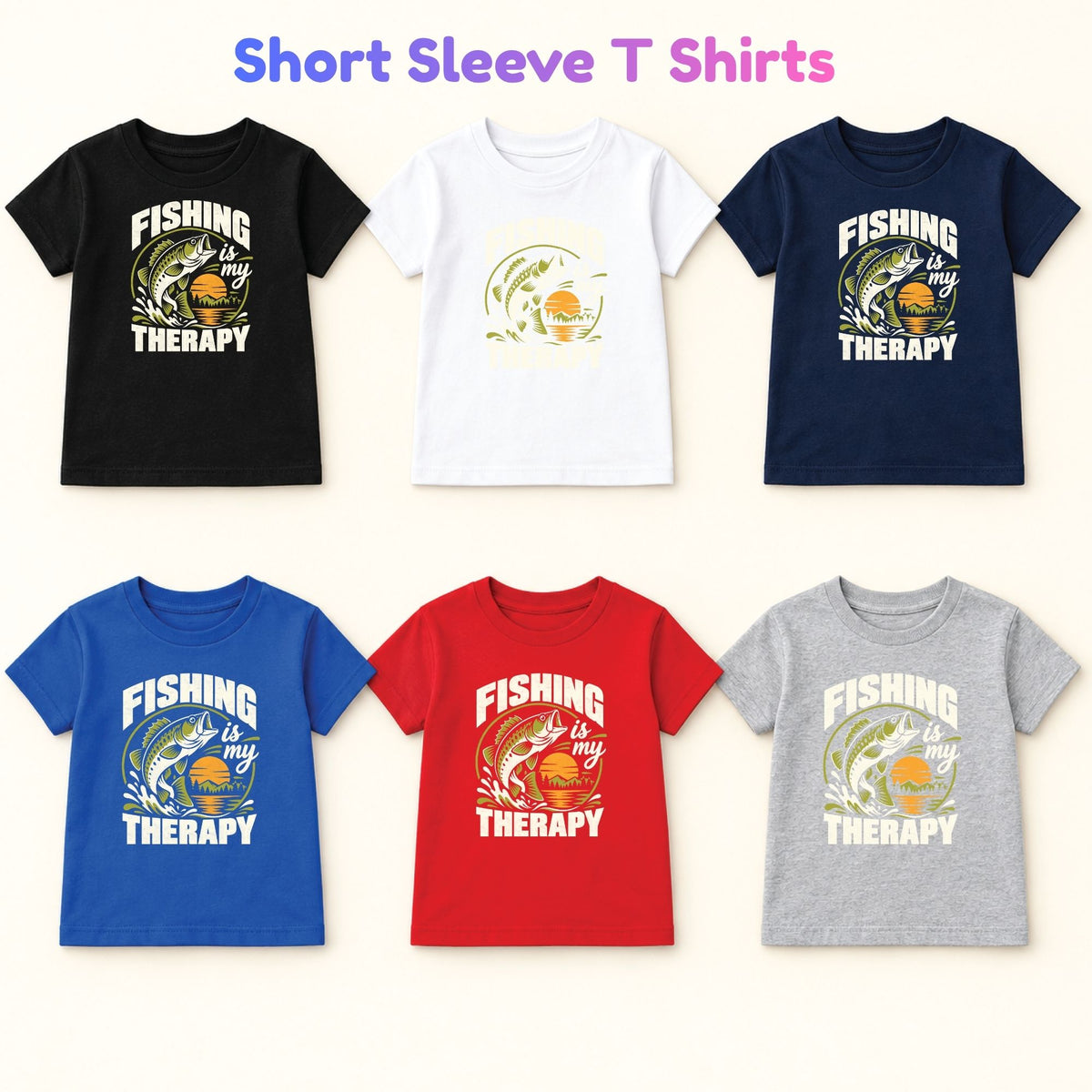 Fishing Is My Therapy T-Shirt, Bass Fish Sunset Graphic Tee, Outdoor Fishing Shirt, Fisherman Gift