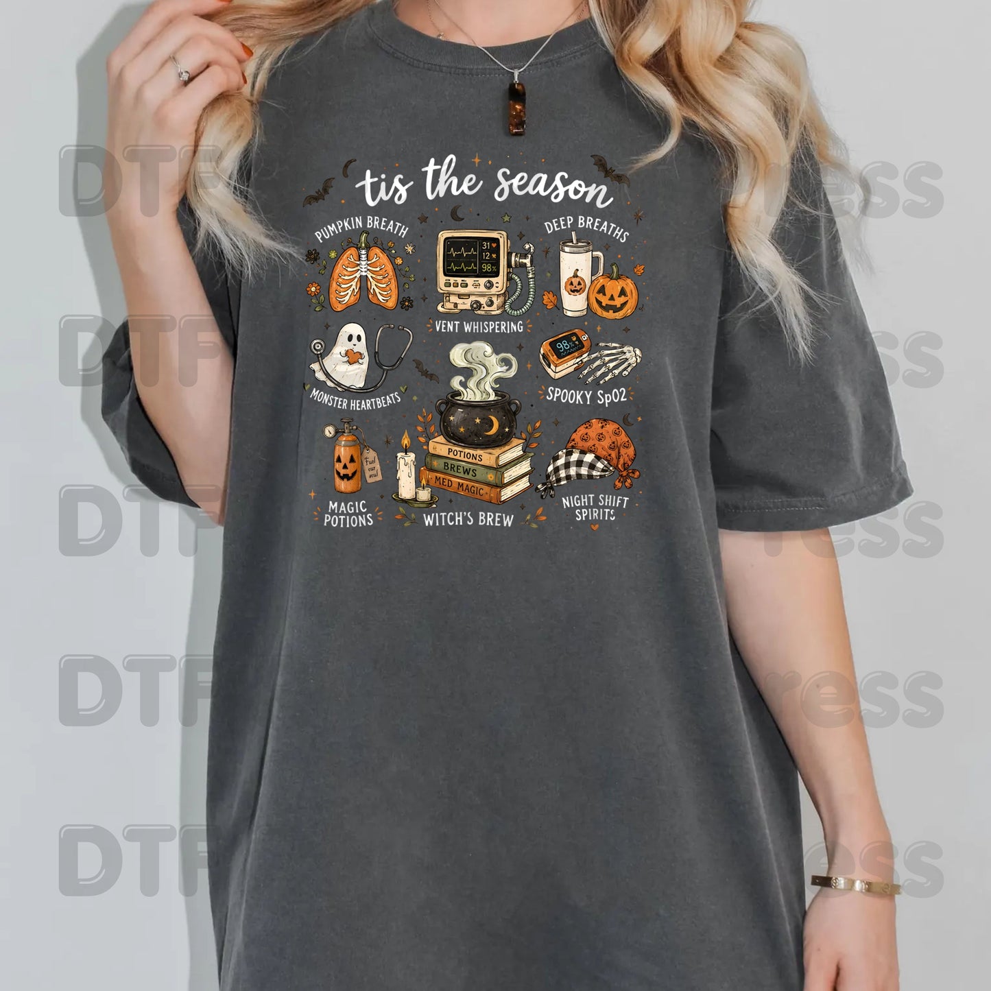 Halloween Respiratory Therapist DTF Transfers, RT Nurse Spooky Season Medical Ready to Press