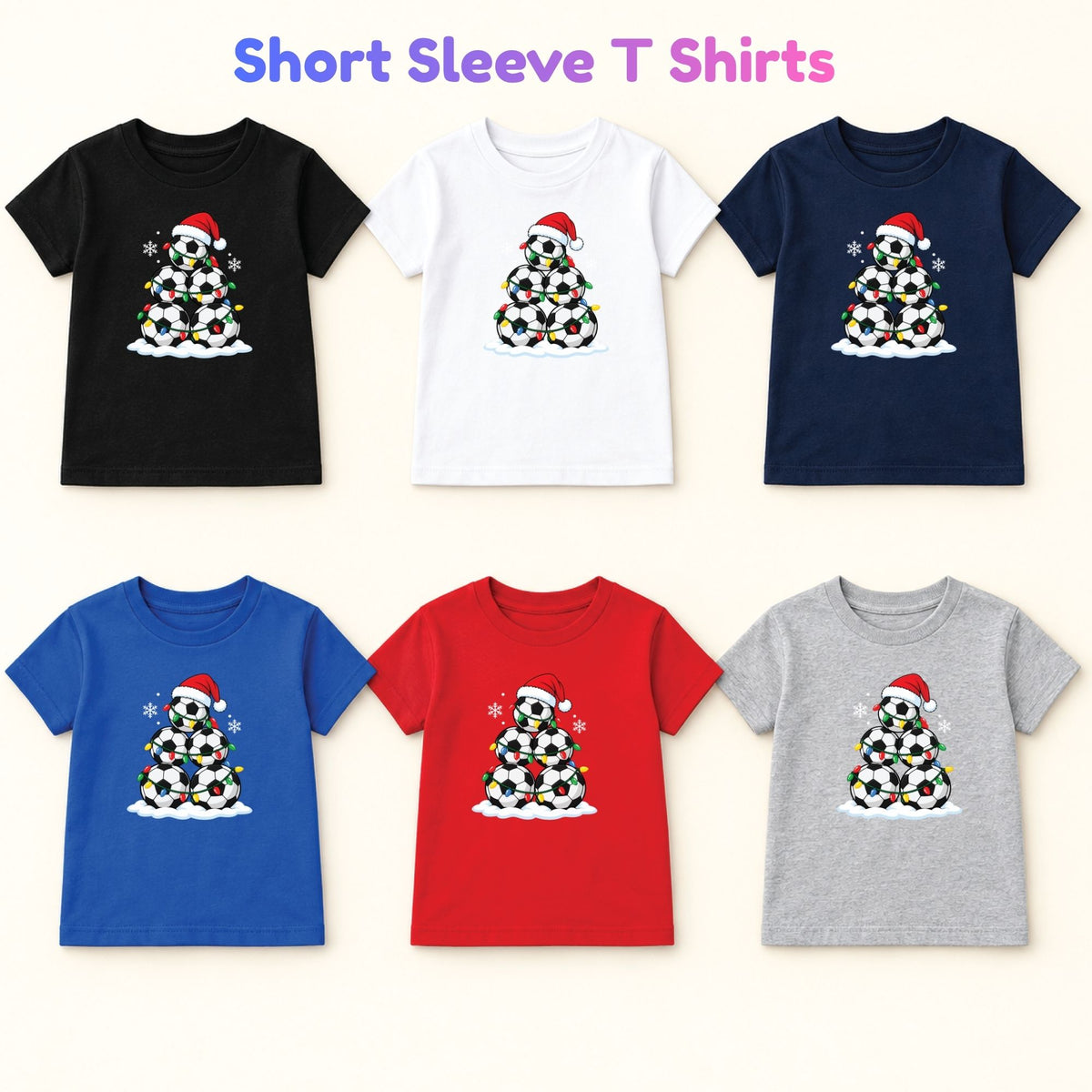 Christmas Soccer T-Shirt, Soccer Ball Santa Hat and Lights Tee, Festive Holiday Sweatshirt