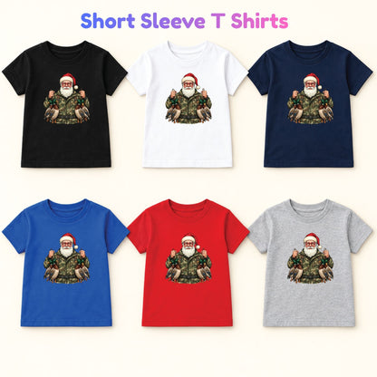 Duck Hunting Christmas T-Shirt, Santa Duck with Camo Mallards Graphic Tee, Funny Hunting Holiday Shirt