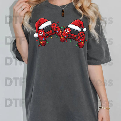Christmas DTF Transfer, Video Game Controllers, Santa Hats and Holiday Lights