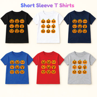 Pumpkin Faces Halloween T-Shirt for Toddler and Kids
