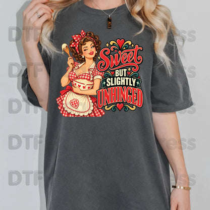 Retro DTF Transfer, Sweet but Slightly Unhinged Pinup Girl Baking Graphic