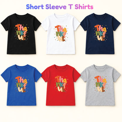 Thankful T-Shirt, Colorful Crayon Lettering Thanksgiving Tee, Fall Holiday Sweatshirt