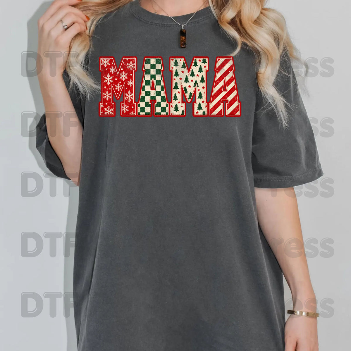 Christmas Mama DTF Transfers, Retro Christmas Trees Snowflake Candy Cane Holiday Ready to Press
