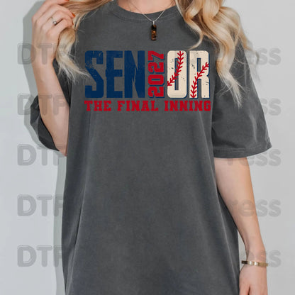Senior Mom 2027 DTF Transfers, Royal Blue Yellow Cheer Bow Varsity Graduation Mother Ready to Press