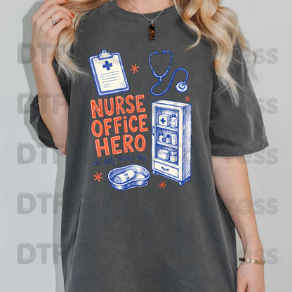Nurse Office Hero DTF Transfers, School Medical Stethoscope Clipboard Nurse Ready to Press