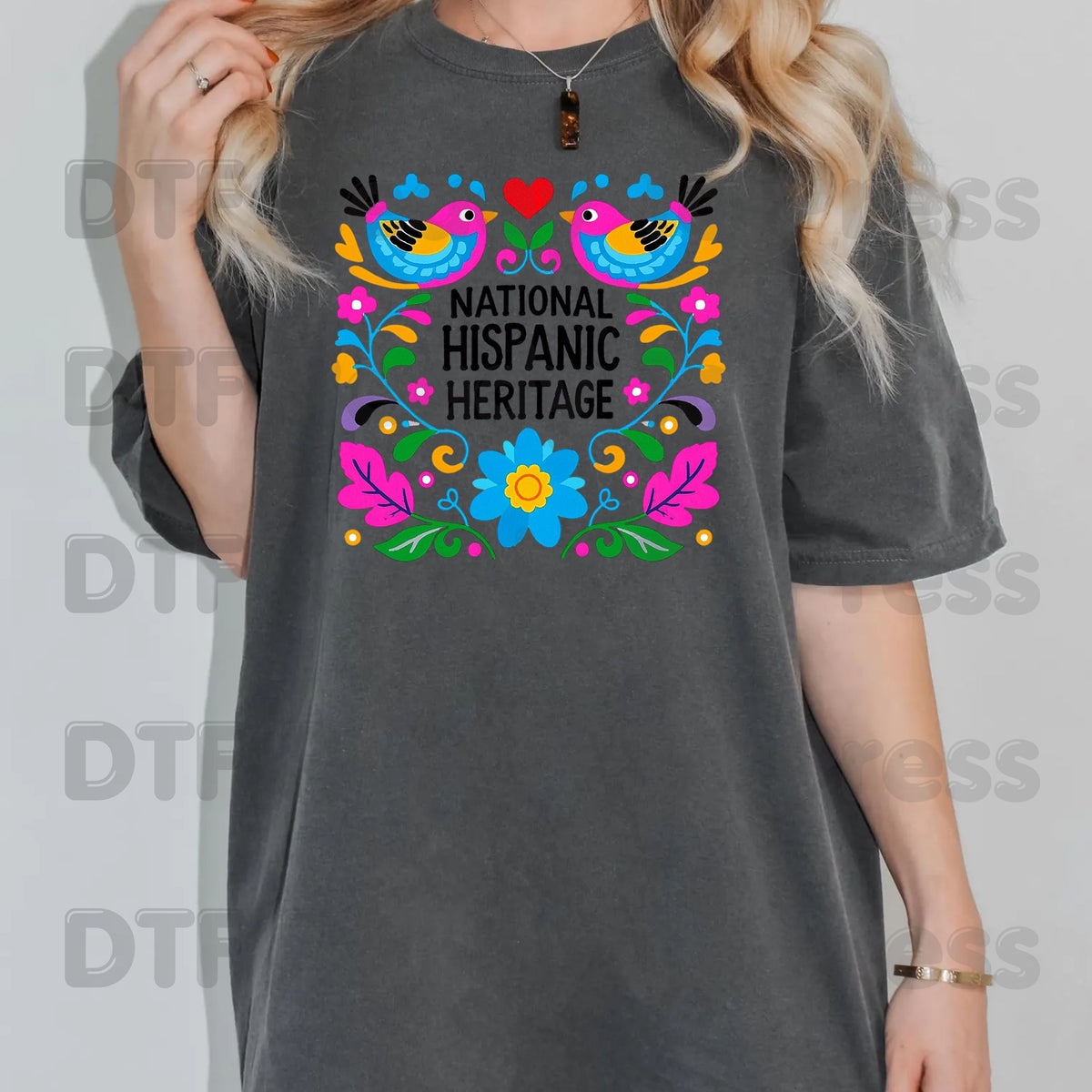 Hispanic Heritage DTF Transfers, Folk Art Birds Flowers Mexican Floral Ready to Press
