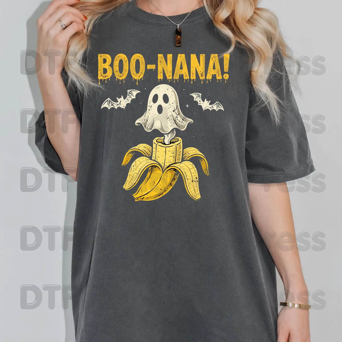 Boonana Ghost Halloween DTF Transfers, Funny Banana Ghost Spooky Vibes Ready to Press