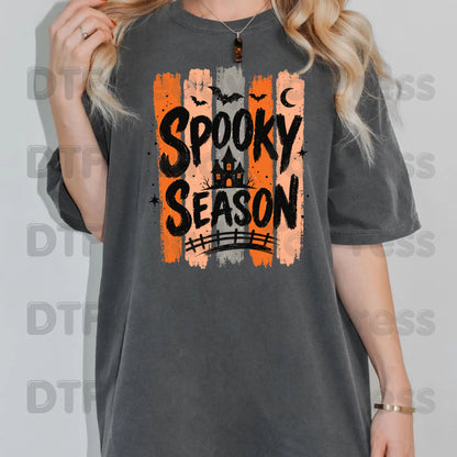 Spooky Season Halloween DTF Transfers, Haunted House Vintage Retro Ready to Press