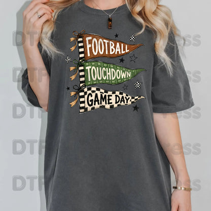 Football Game Day Pennants DTF Transfers, Touchdown Flags Stars Sports Ready to Press