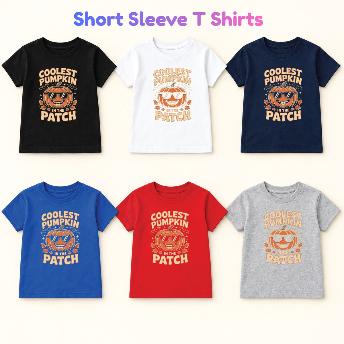 Coolest Pumpkin in the Patch T-Shirt, Retro Halloween Sunglasses Fall Season Tee for Toddler and Kids