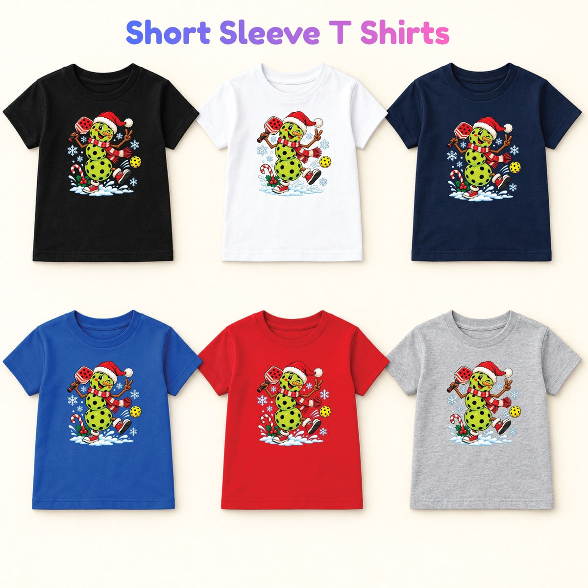 Pickleball Snowman Christmas T-Shirt, Santa Hat and Paddle Graphic Tee, Funny Holiday Sports Shirt
