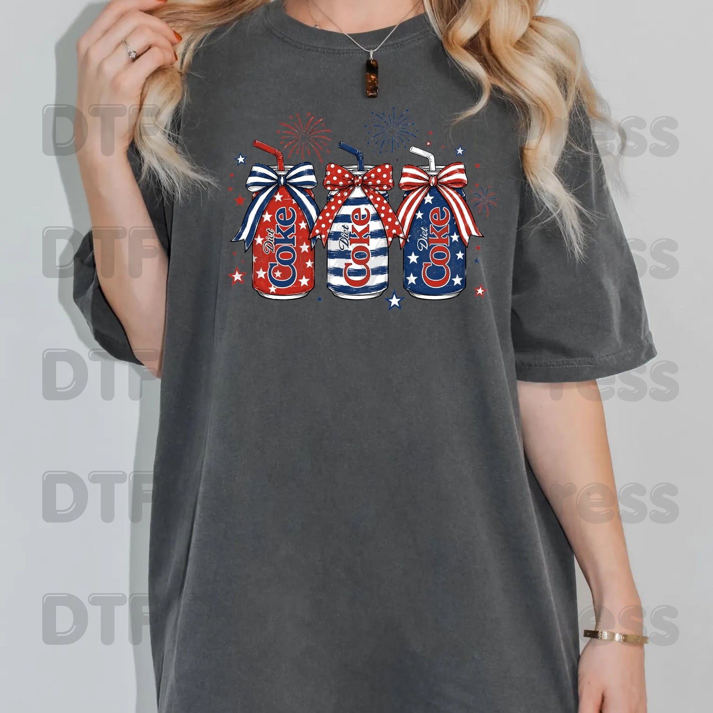 Patriotic Diet Coke Cans DTF Transfer Ready to Press