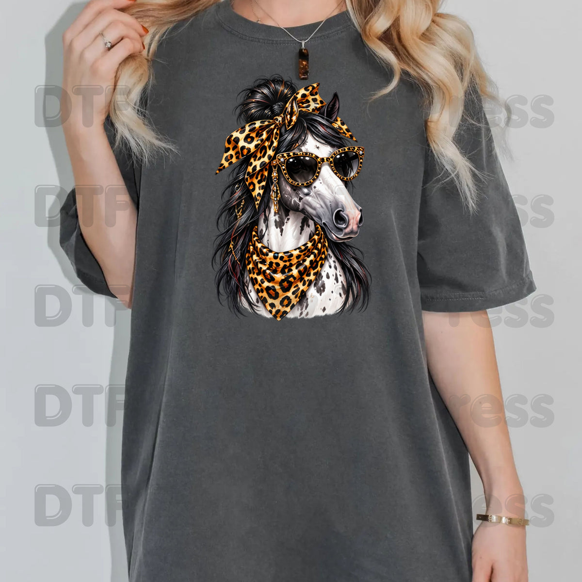 Western Horse DTF Transfers, Leopard Bandana Sunglasses Country Cowgirl Ready to Press