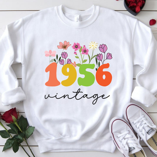 70th Birthday Shirt Women Made in 1956 T-Shirt 70 Years Loved Floral Birthday Gift
